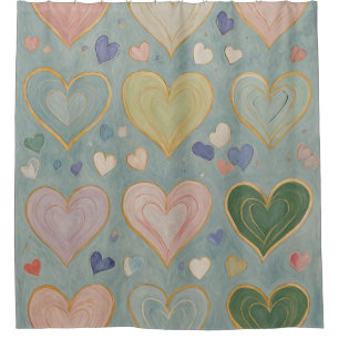 Cortina De Ducha Tapiz del corazón Pastel