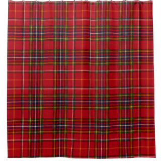 Cortina De Ducha Tartan Royal Stewart Rojo Dorado Cuadro Escocés