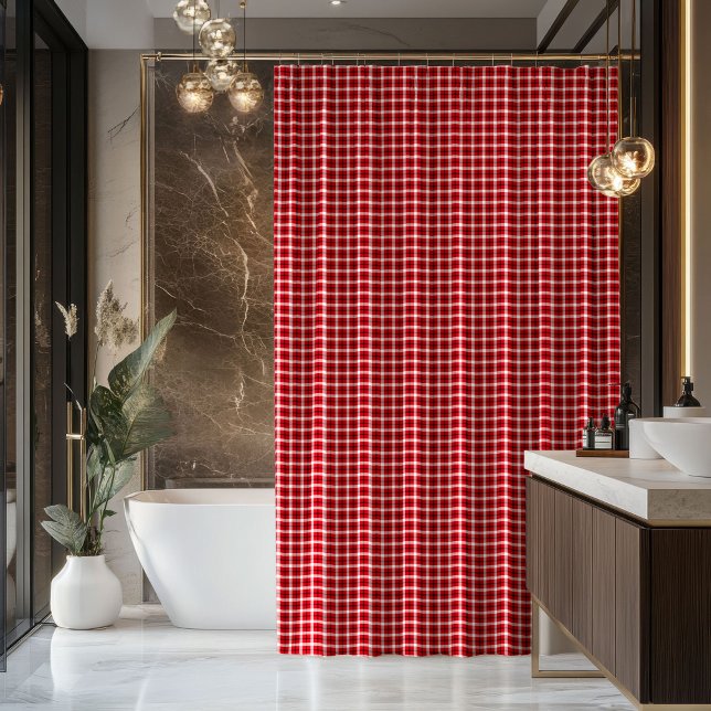 Cortina De Ducha Tartan Shower Curtain Red Black Housewarming Gift (Tartan Shower Curtain Red Black Housewarming Gift)