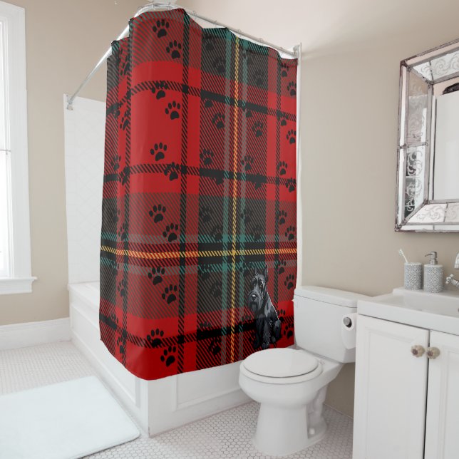Cortina De Ducha Tartan Terrier Escocés (Scotty).  (In situ)