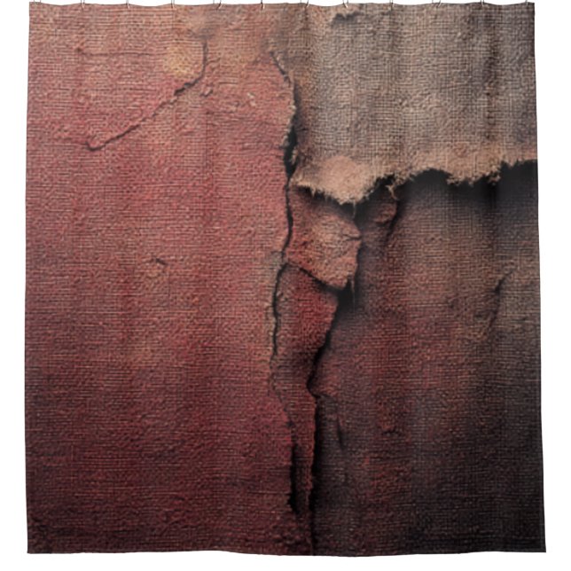 Cortina De Ducha Tattered Canvas Abstract in Rust and Earth (Anverso)