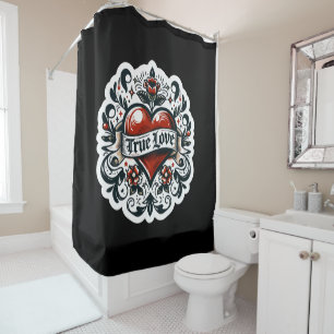 Cortina De Ducha Tatuaje de corazón de amor verdadero Pegatina Esti