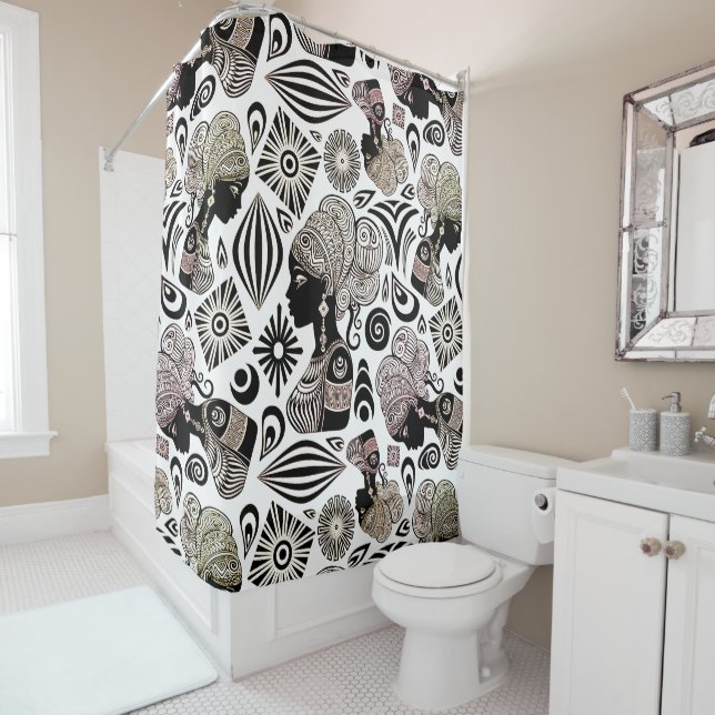 Cortina De Ducha Tatuaje tribal de retrato Chica africano (In situ)