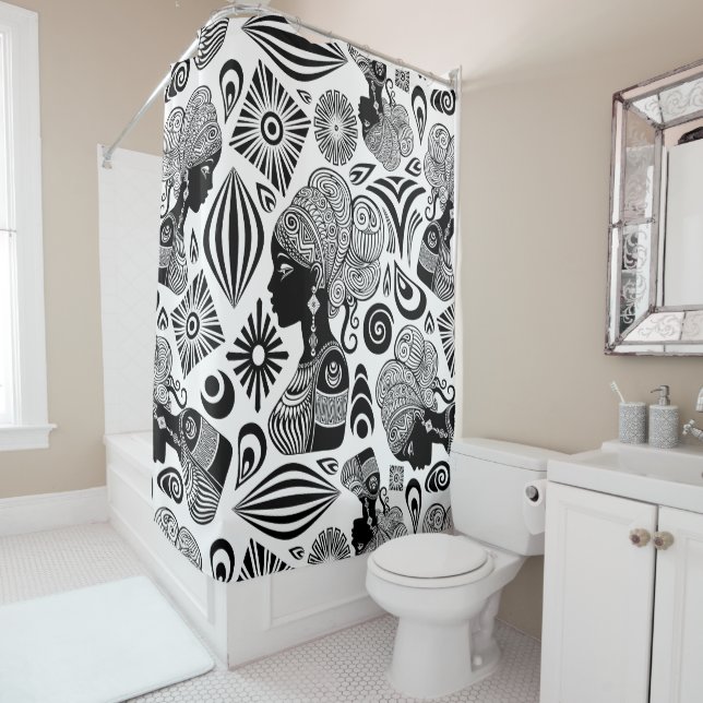 Cortina De Ducha Tatuaje tribal de retrato Chica africano (In situ)