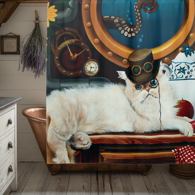Cortina De Ducha Té de gato submarino Steampunk (Subido por el creador)