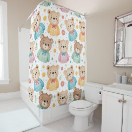 Cortina De Ducha Teddy bear and flowers