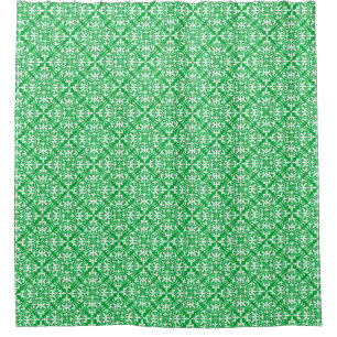 Cortina De Ducha Teja marroquí - verde y blanco de jade