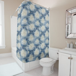 Cortina De Ducha Tejido azul shibori tinte japonés patrón tradicion