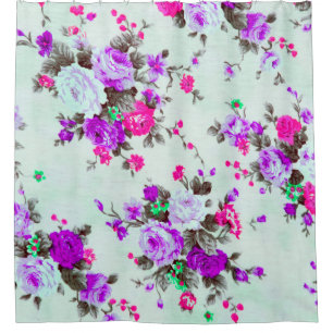 Cortina De Ducha Tejidos florales de época, Fragmento de retro colo