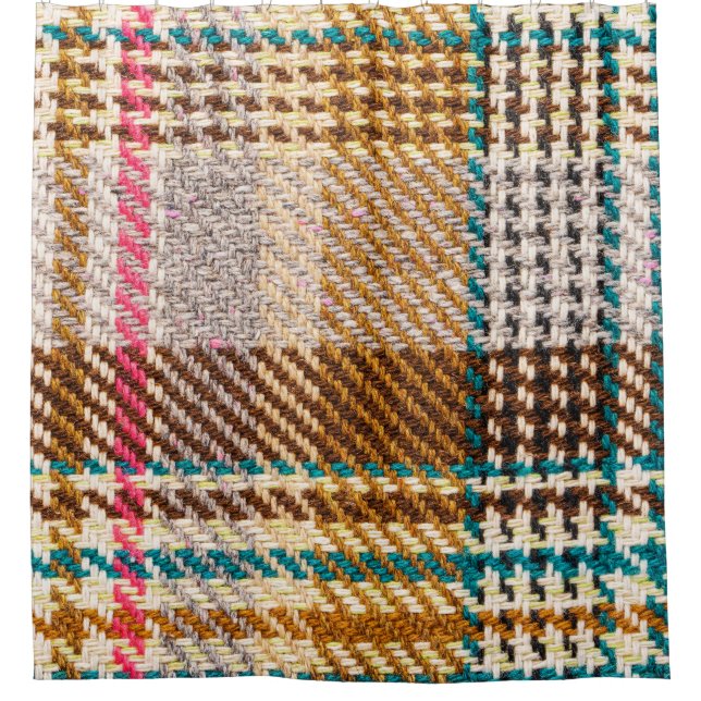 Cortina De Ducha Tela de cuadros marrones, lana escocesa. (Anverso)