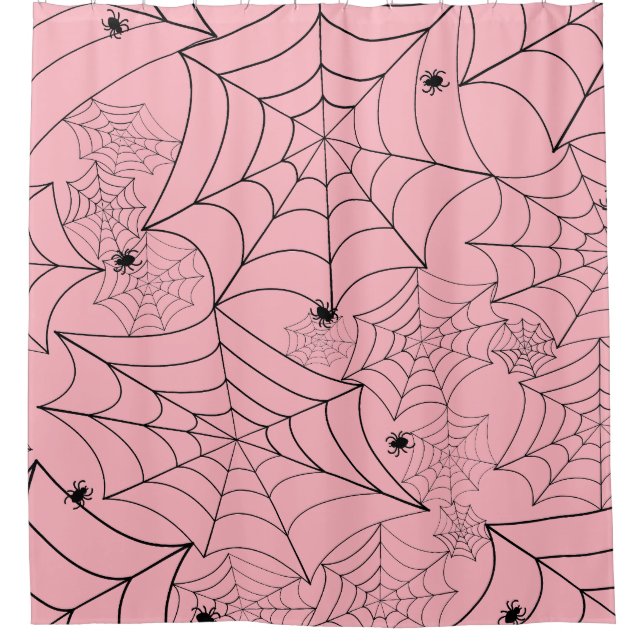 Cortina De Ducha telaraña de halloween telaraña rosa pastel (Anverso)
