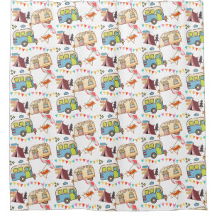 Cortina De Ducha Tema de retro camping