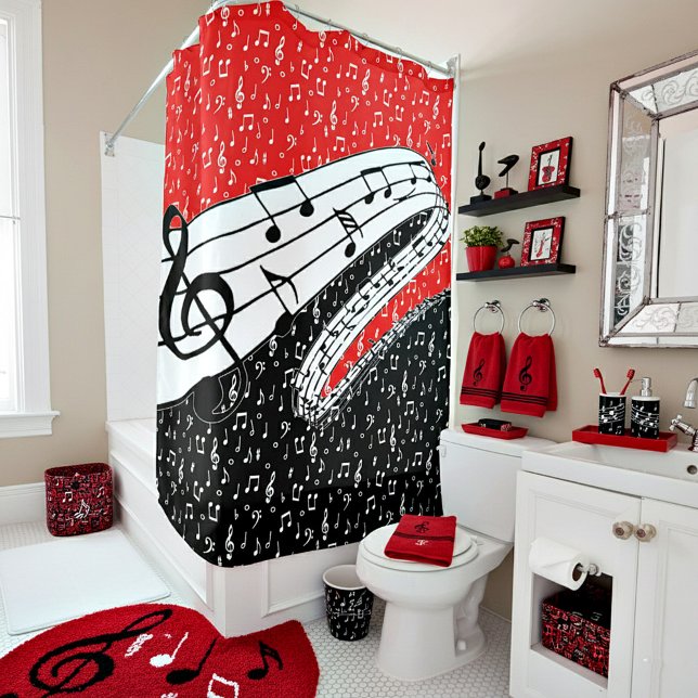 Cortina De Ducha Tema musical rojo y negro (Subido por el creador)