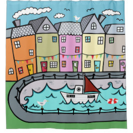 Cortina De Ducha Temática náutica del puerto costero