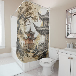 Cortina De Ducha Templo Budista