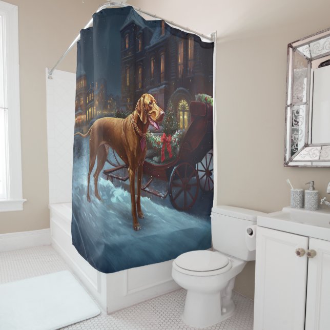 Cortina De Ducha Temporada festiva de Navidades Vizsla (In situ)