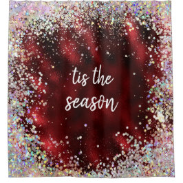 Cortina De Ducha Temporada navideña de Red Sparkle