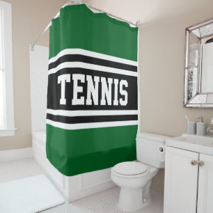Cortina De Ducha TENIS Divertido Negrita Verde Negro Blanco Rayas d