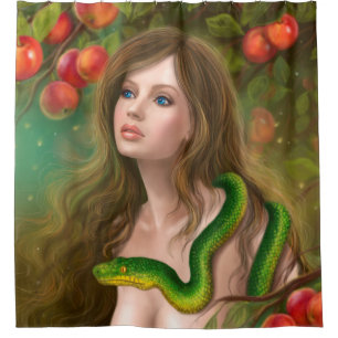 Cortina De Ducha Tentación de Apple. Mujer hermosa Eve y serpiente