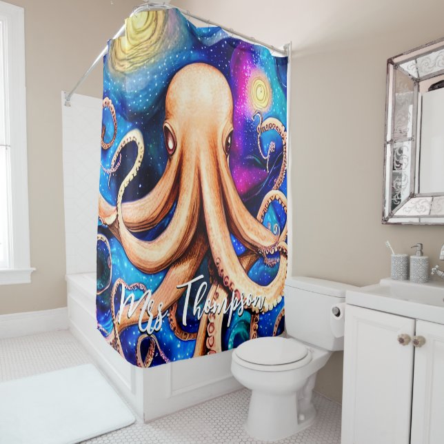 Cortina De Ducha Tentacles Octopus con nombre personalizado (In situ)