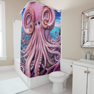 Cortina De Ducha Tentáculos de Octosis de Kraken rosa