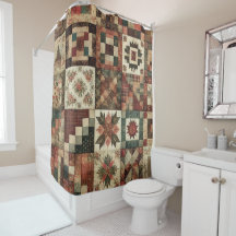 Terracota Patchwork Quilt Rustic Retro Floral