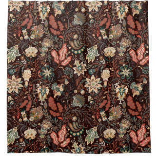 Cortina De Ducha Terracota Vintage Paisley Floral Terroso