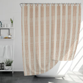 Cortina De Ducha Terracotta Cream Moderno Stripe Boho Minimalista