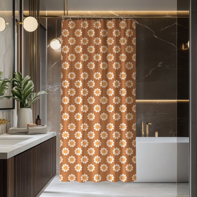 Cortina De Ducha Terracotta Curtain Groovy 70s Flower Design (Terracotta Curtain Groovy 70s Flower Design)