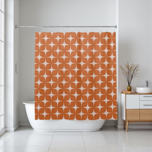 Cortina De Ducha Terracotta Mid Century Moderno Boho Geométrico (Terracotta Mid Century Modern Boho Geometric Shower Curtain)