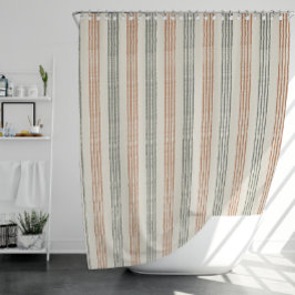 Cortina De Ducha Terracotta Sage Modern Stripe Boho