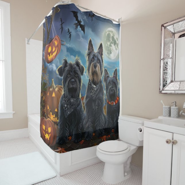 Cortina De Ducha Terrier Escocés Halloween Espeluznante (In situ)