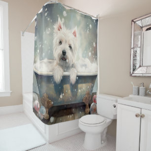 Cortina De Ducha Terrier West Highland Blanco en Bañera