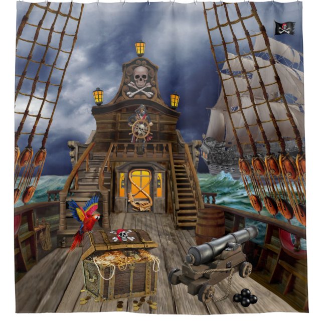 CORTINA DE DUCHA TESORO DE PIRATA ROBADO (Anverso)