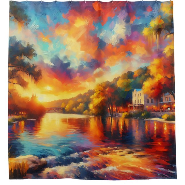 Cortina De Ducha "Texas Hill Country: River Sunset" (Anverso)