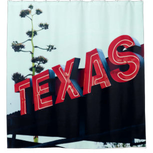 Cortina De Ducha Texas Red Neon Lights USA America