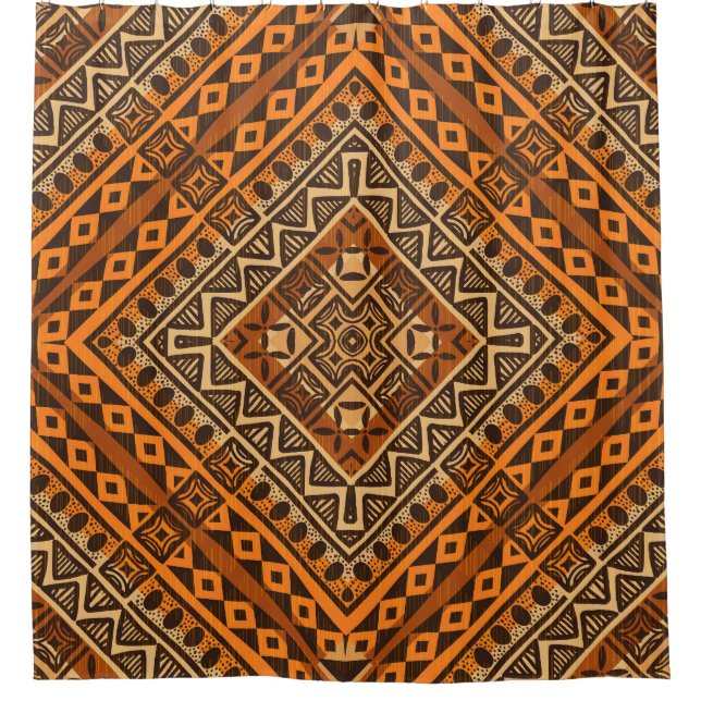 Cortina De Ducha Textil tribal africano: estilo étnico. (Anverso)