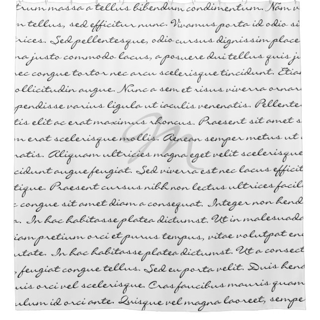 Cortina De Ducha Texto de encargo elegante blanco y negro (Anverso)