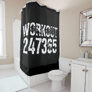 Cortina De Ducha Texto grabado y desgastado Workout 247365 white