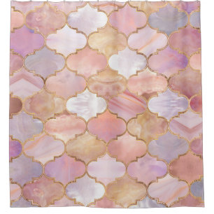 Cortina De Ducha Textos del Mineral Pastel marroquí