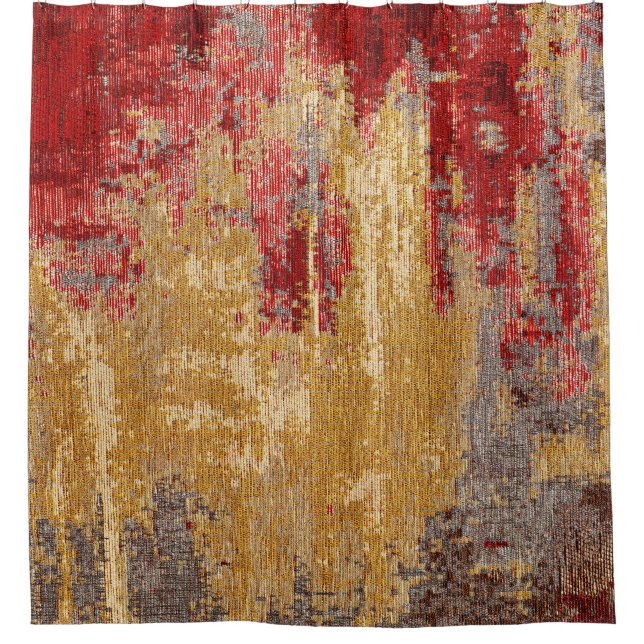 Cortina De Ducha Textura de alfombra roja-dorada oriental. (Anverso)