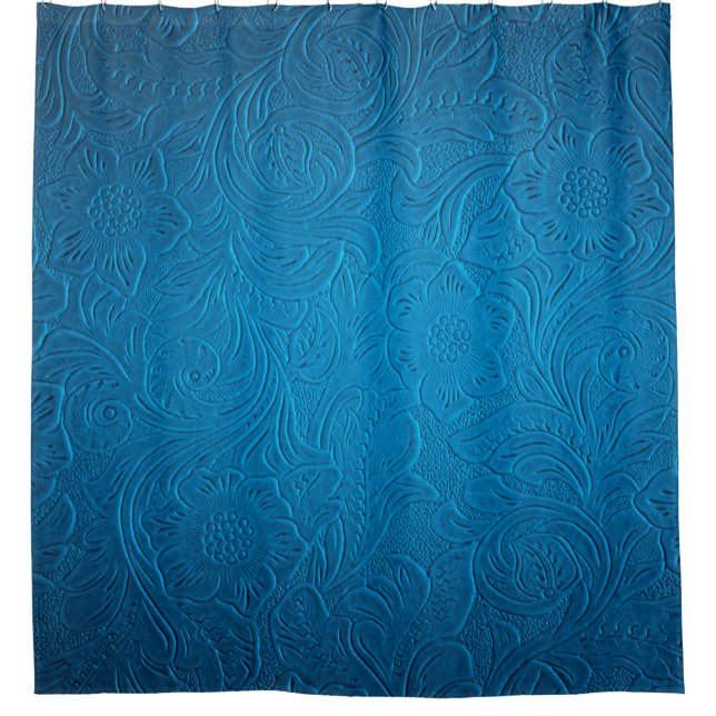 Cortina De Ducha Textura de cuero azul (Anverso)