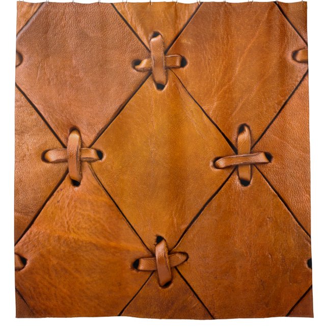 Cortina De Ducha Textura de cuero, detalle natural del selvage. (Anverso)