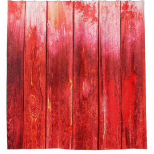 Cortina De Ducha Textura de la pared de madera roja brillante. Text