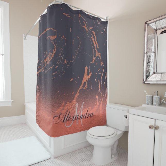 Cortina De Ducha Textura de mármol Rosa (In situ)