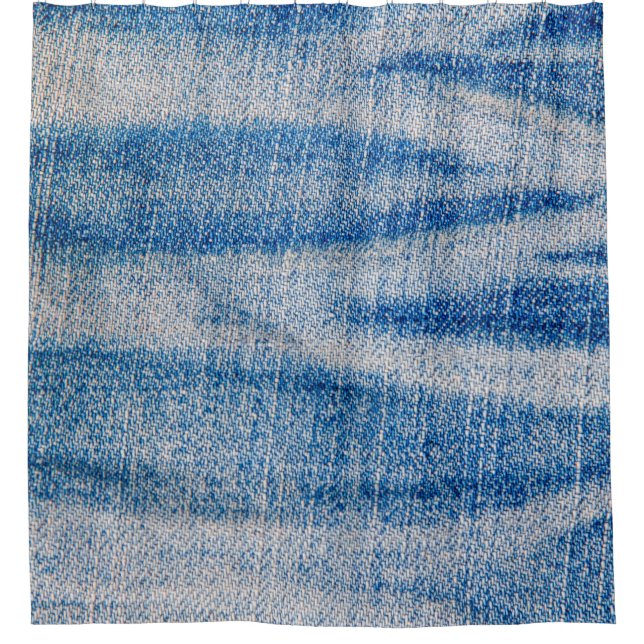 Cortina De Ducha Textura de tela de vaqueros azules, fondo textil (Anverso)