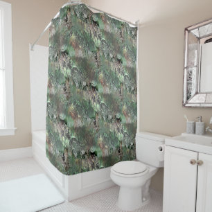 Cortina De Ducha Textura extraña en verde gris con cráneo abstracto