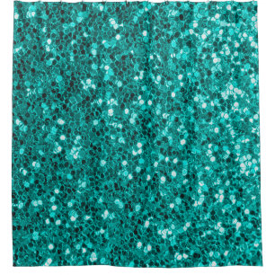 Cortina De Ducha textura turquesa brillante purpurina