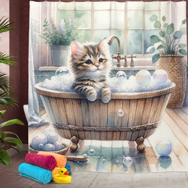 Cortina De Ducha Tiempo de baño de Kitten Bubbly (Subido por el creador)