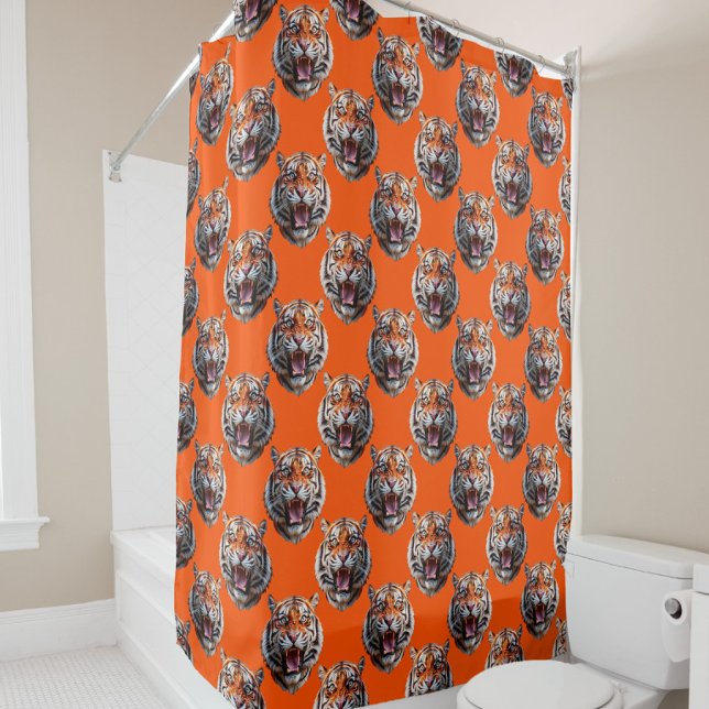 Cortina De Ducha Tiger Head Pattern Design Orange  (Subido por el creador)
